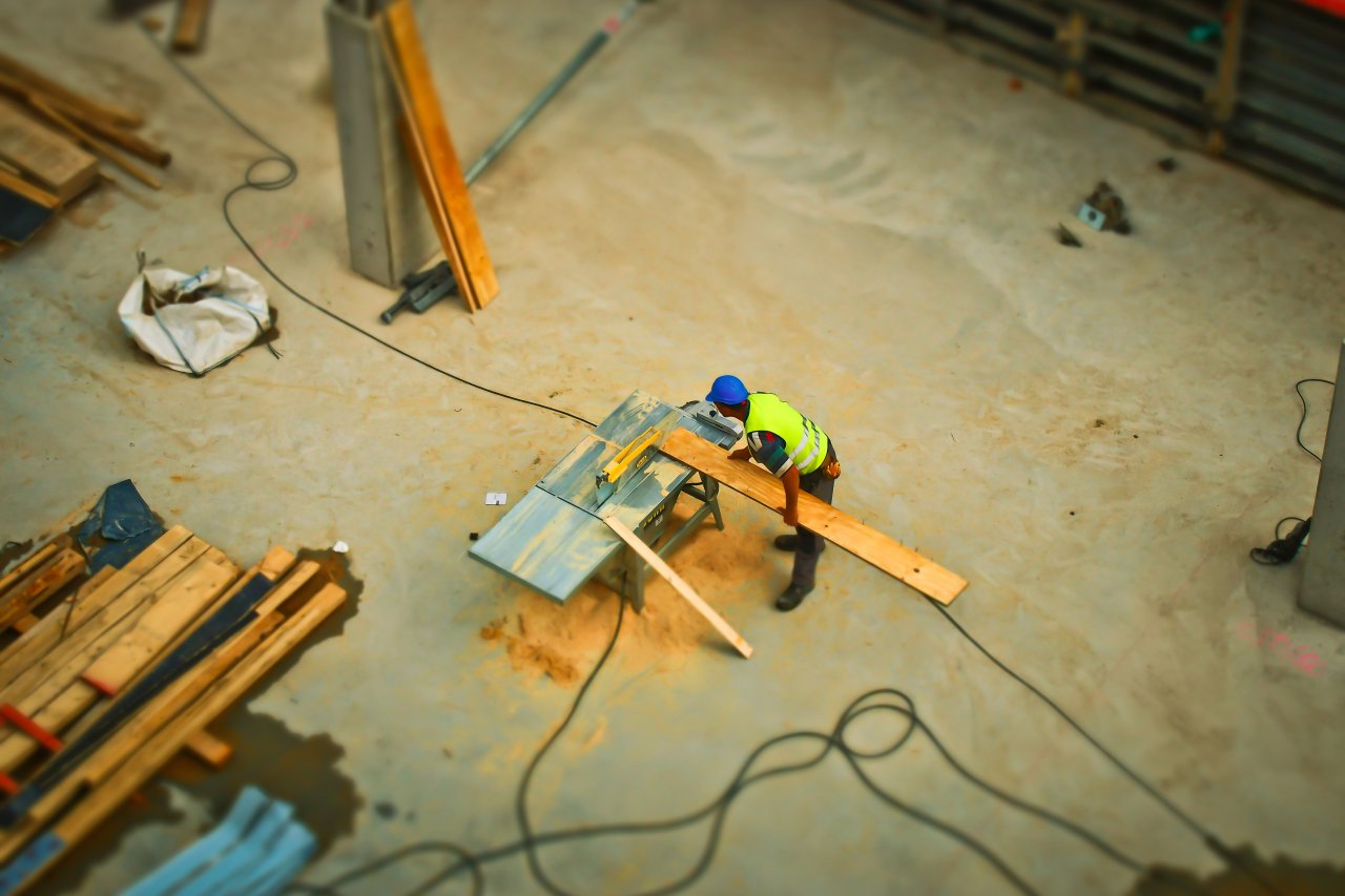 Man working on building site.